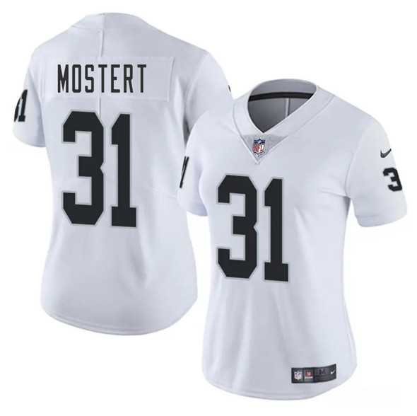 Womens Las Vegas Raiders #31 Raheem Mostert White 2025 Vapor Stitched Jersey Dzhi
